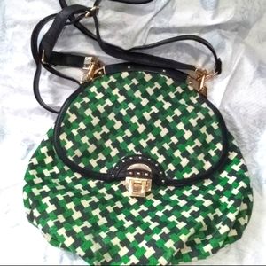 Juicy Couture Green, White and Black Crossbody Hand Purse.